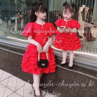 (ảnh thật) váy xếp ly 4 tầng cổ yếm siêu xinh cho bé