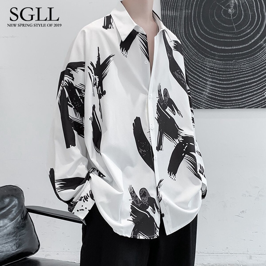 Áo Sơ Mi Tay Ngắn / Dài Dáng Rộng Thời Trang Nam 3 Màu Lựa Chọn