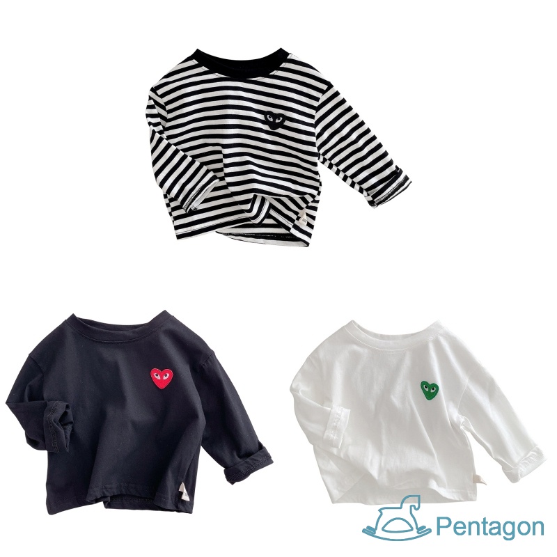 Áo Thun Tay Dài Kiểu Hàn Quốc Đơn Giản Dễ Thương Cho Bé