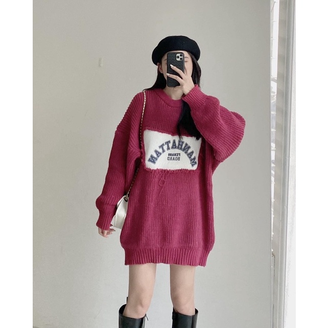 [NEW]ÁO LEN HẠT GẠO TAY BỒNG”MANHATTAN” form giấu quần cực xinh