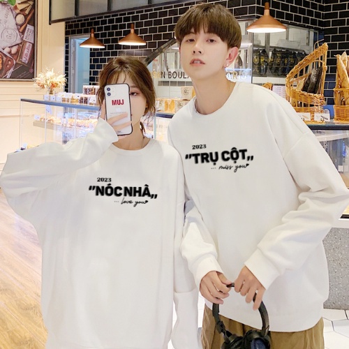 Áo nỉ đôi nam nữ trụ cột nóc nhà, áo nỉ bông poly chất đẹp