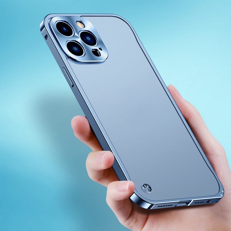 Ốp Điện Thoại Trong Suốt Viền Kim Loại Chống Sốc Cho iPhone 14 13 12 Pro Max