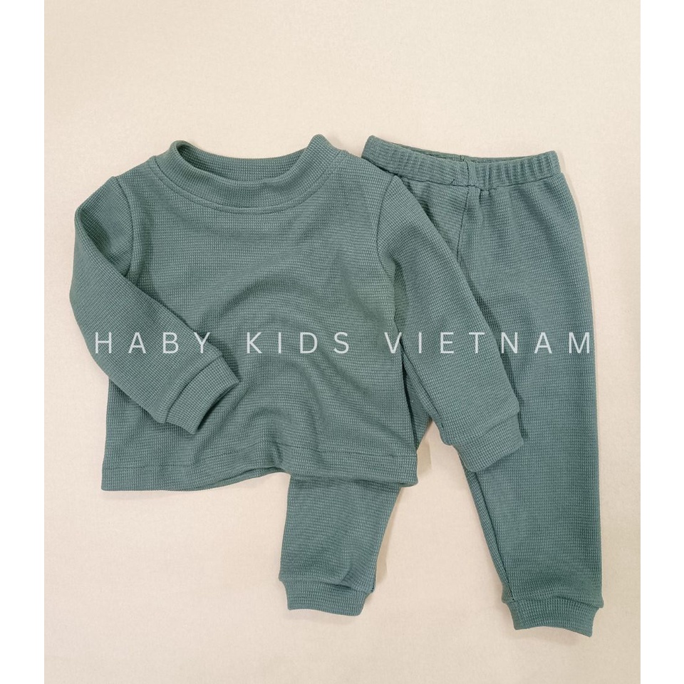 Bộ đồ thu đông dài tay chất tổ ong cao cấp HABY KIDS