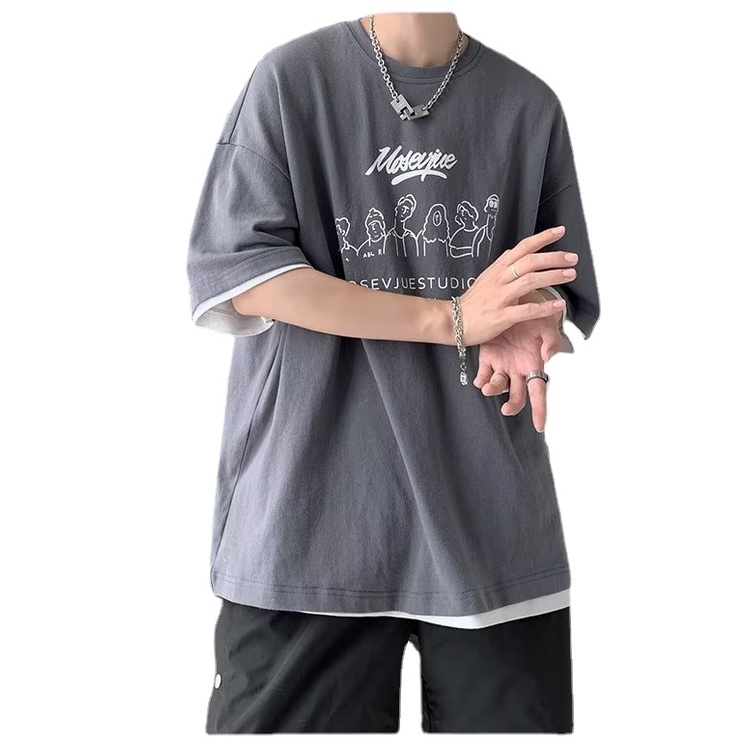 Áo Thun Tay Ngắn Cổ Tròn In Họa Tiết Hoạt Hình Phong Cách Hip Hop Đường Phố Hàn Quốc Thời Trang Cho Nam Và Nữ Size M-8XL