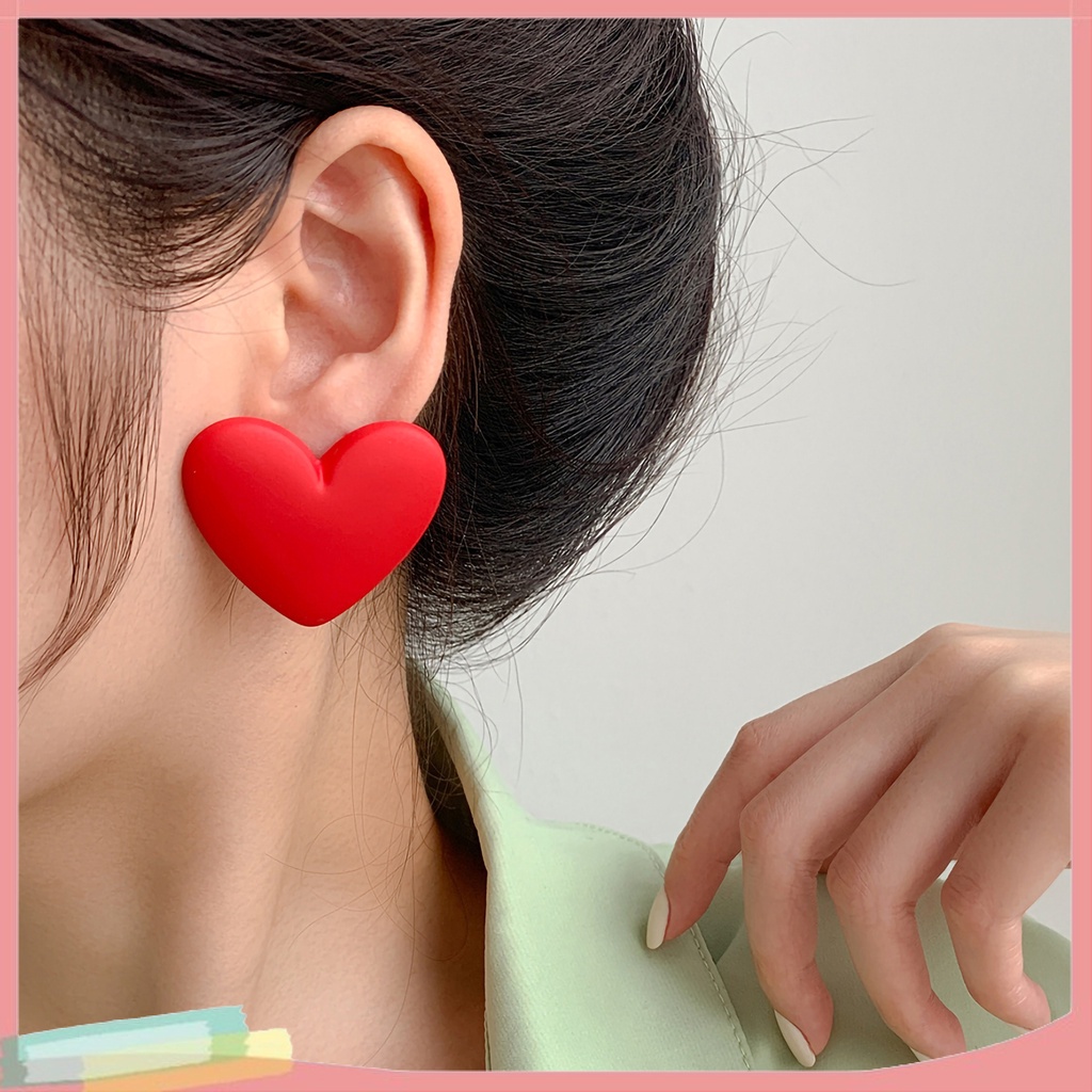 Đôi bông tai hình trái tim màu sắc ngọt ngào cho nữ