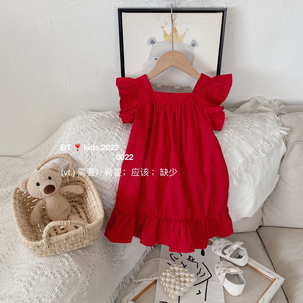 SALE VÁY ĐỎ DÂY CỘT NƠ CHO BÉ GÁI SIZE 10-20KG(VCANHT)