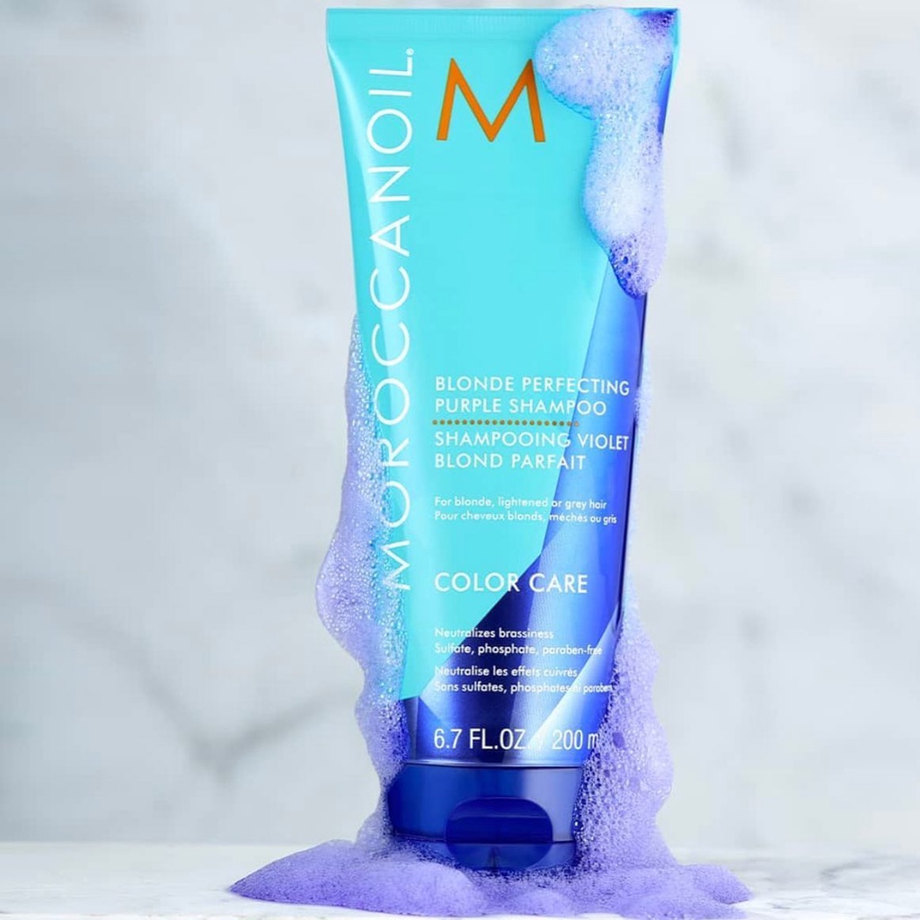 Dầu gội tím khử vàng Moroccanoil Blonde Perfecting Purple Shampoo 200ml ( New 2023 )