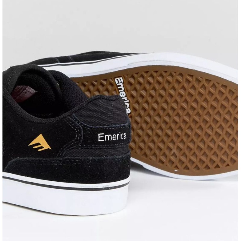 Giày nam Emerica da lộn hoạ tiết logo vàng, giày xuất khẩu