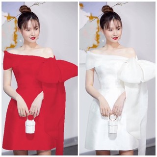 ĐẦM ÁNH KIM BẸT VAI KẾT NƠ XINH XẮN ảnh thật