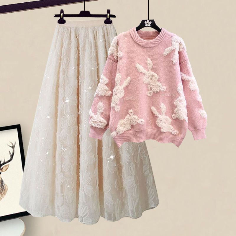 Bộ Áo Sweater Phối Chân Váy Kiểu Phương Tây Thời Trang Mùa Đông 2022 Cho Nữ