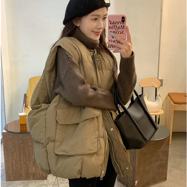 Áo khoác gile mùa đông cho cả nam và nữ, Áo phao đôi nam nữ, Kiểu dáng Basic, Hàng Quảng Châu, Siêu nhẹ