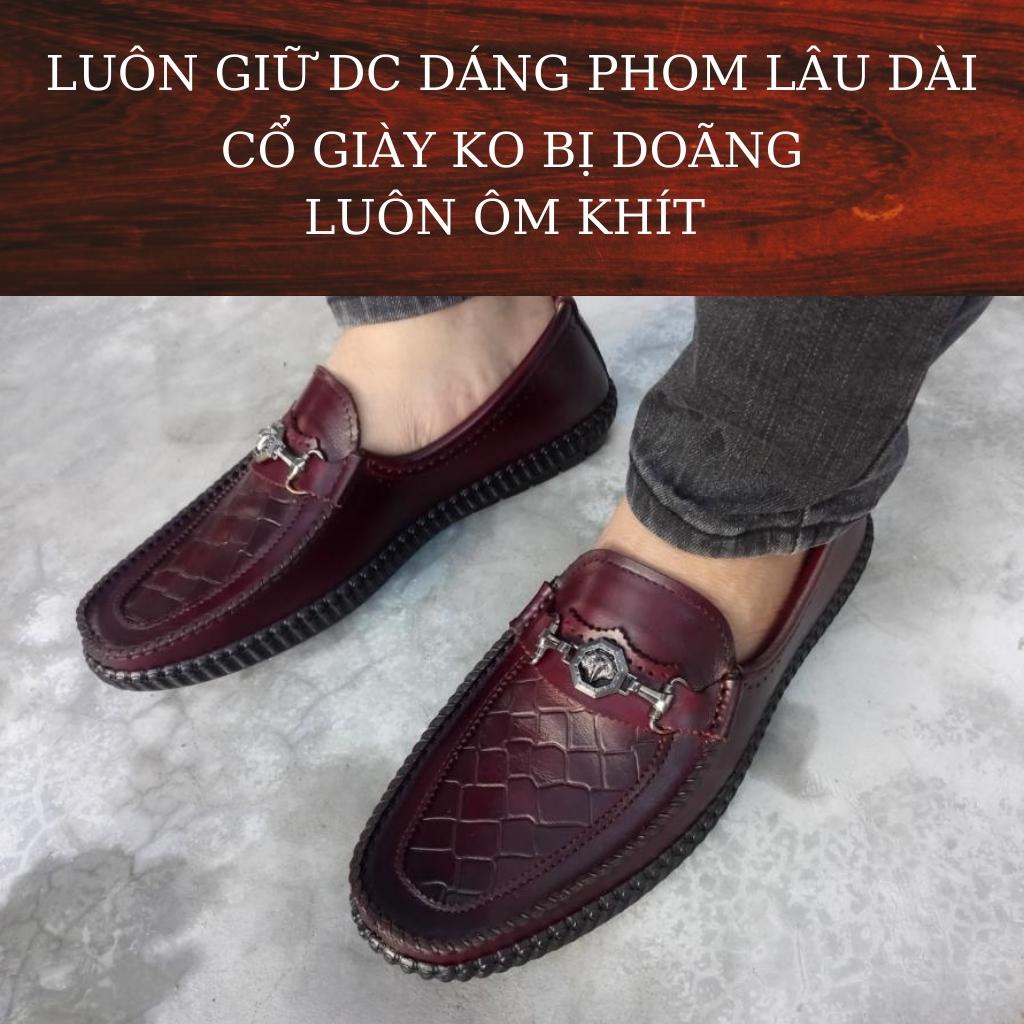 Giày lười nam mã K222,giày da cao cấp việt nam,chất liệu da bò nhập khẩu với 2 màu đen,nâu mận