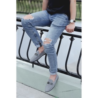 Giày lười moca da lộn đai kim loại toroshoes da bò mã m901