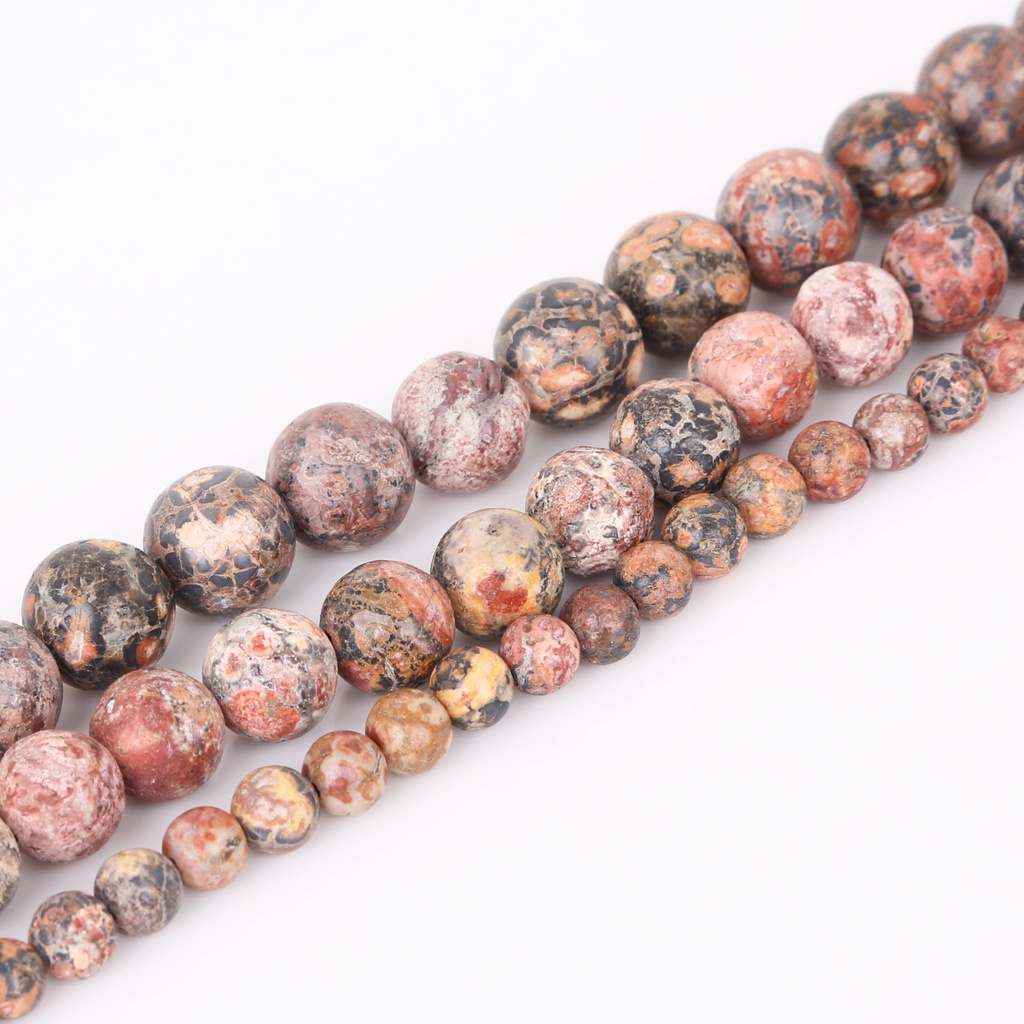 Chuỗi Hạt Đá Tròn Tự Nhiên 4-12mm Họa Tiết Da Báo Dùng Làm Trang Sức