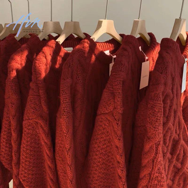 Áo Sweater Dệt Kim Dày Dặn Dáng Rộng Thời Trang Giáng Sinh Năm Mới Cho Nữ