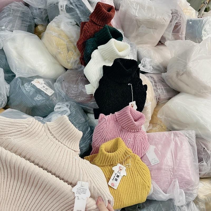 Áo len tuyết nhung cổ cao cho bé trai, bé gái hàng Quảng Châu loại 1