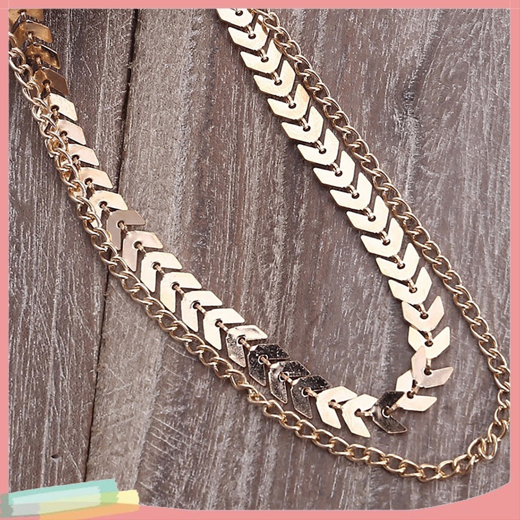 Vòng cổ choker hợp kim 2 lớp mạ vàng thời trang cho nữ
