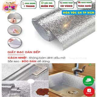 Cuộn giấy decal dán bếp cách nhiệt màu bạc chống thấm kích thước 60 x 2m