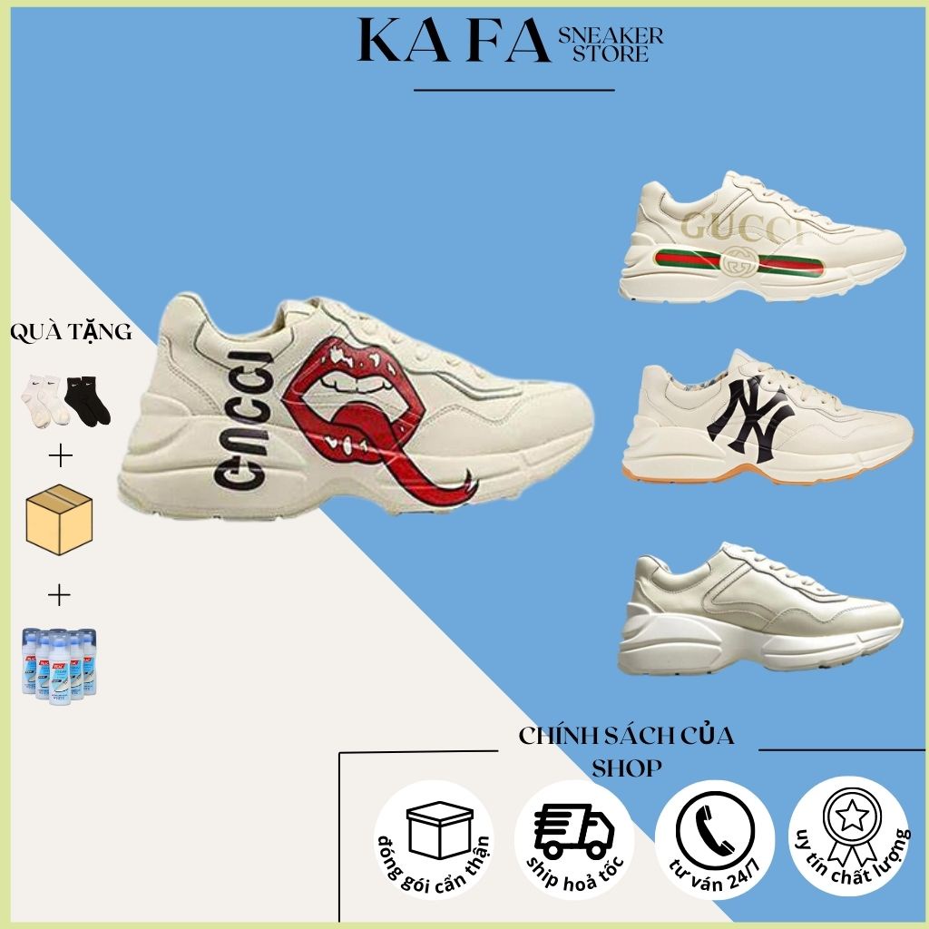 Giày _Gucci Rhyton sneaker , Giày thể thao nam nữ GC gạch ngang, NY, Môi, Trơn hàng cao cấp full phụ kiện túi xách.