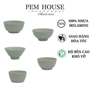 Chén Nhựa Melamine Vân Đá Cát Xanh