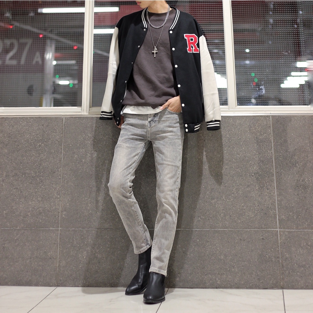 Quần jean nam co giãn slimfit màu xám pon.mens