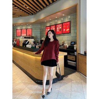 Áo len vạt chéo cổ tròn C'est la vie
