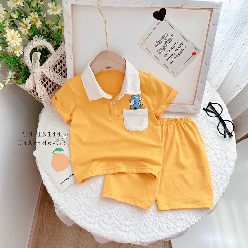 TNin144 Bộ Bé Trai Thun Cotton Minkymom Có Cổ Túi Áo Cho Bé Đi Học 8kg đến 25kg
