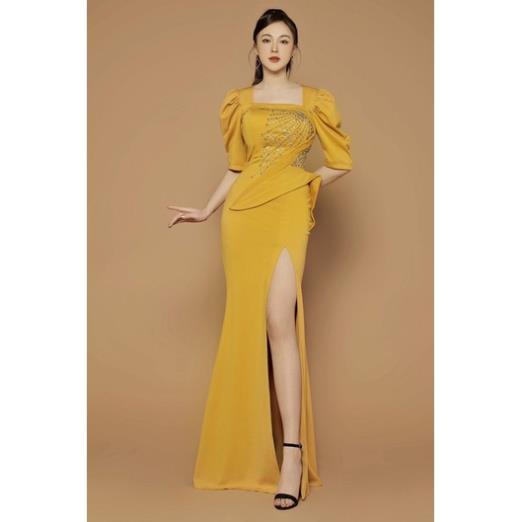 Đầm dạ hội kết pha Lê cánh chim cao cấp (đầm dự tiệc cao cấp) tặng hoa tai thời trang