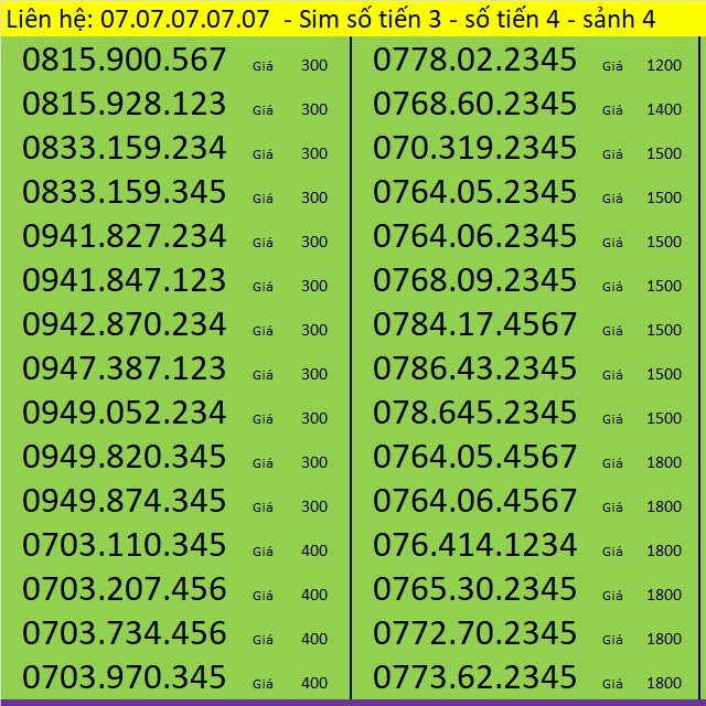 Sim Số Đẹp Tiến lên - Lặp lại - Tứ quý