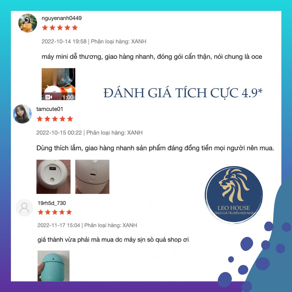 Máy Xông Tinh Dầu Mini, Máy Tạo Ẩm Phun Sương LEOHOUSE