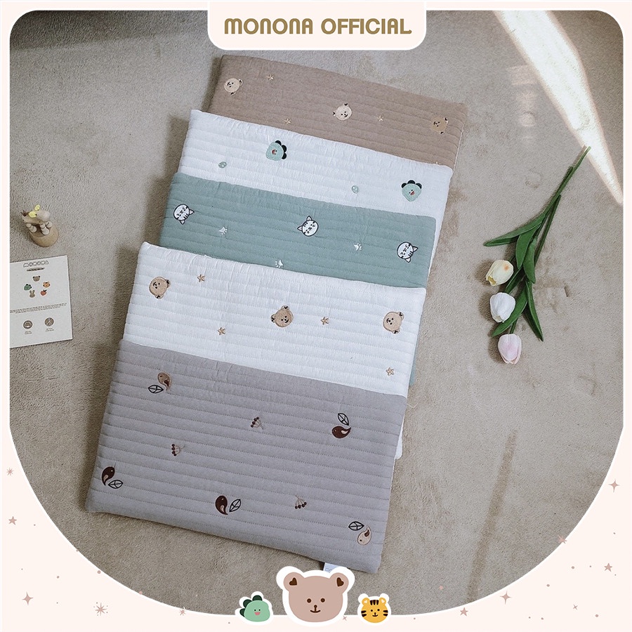 Gối Cao Su Non Monona thêu phong cách Hàn Quốc cho bé,siêu thoáng, chống ngạt