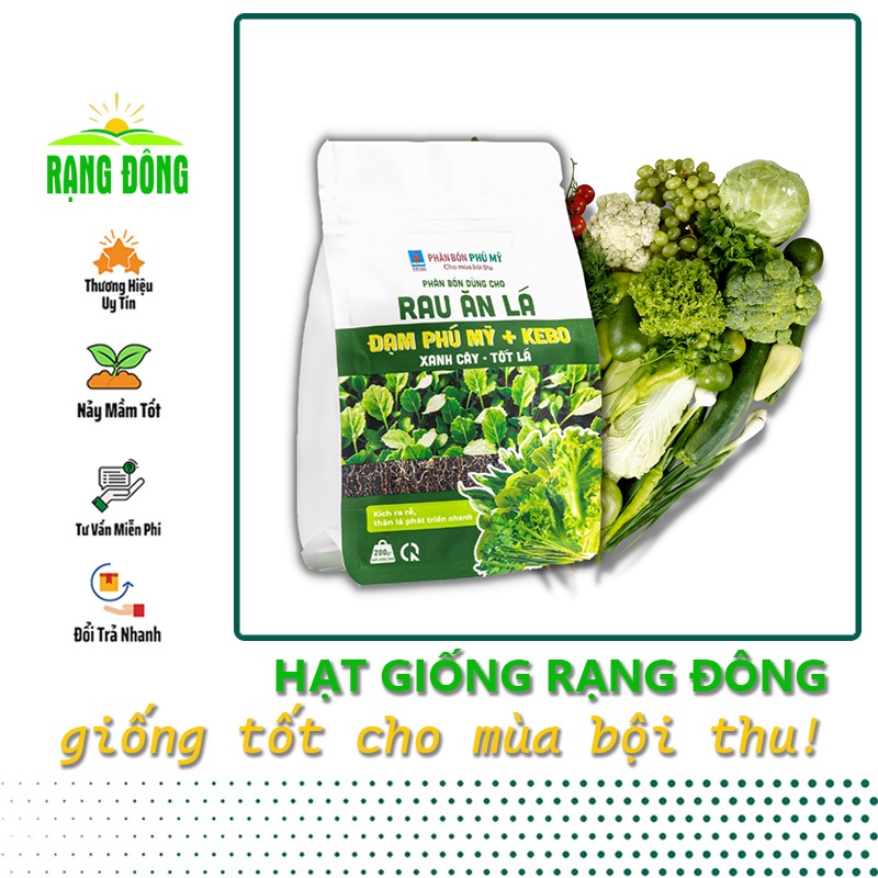 Phân bón Đạm Phú Mỹ + Kebo dành cho Rau ăn lá bung rễ mạnh, ra lá nhanh gói 200gr - Hạt giống Rạng Đông