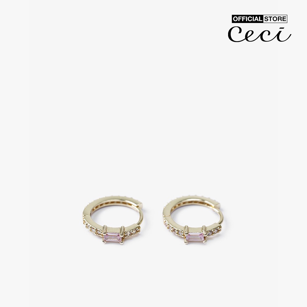 CECI - Khuyên tai nữ khoen tròn bản dày phối đính đá sang trọng CC1-06000158-60