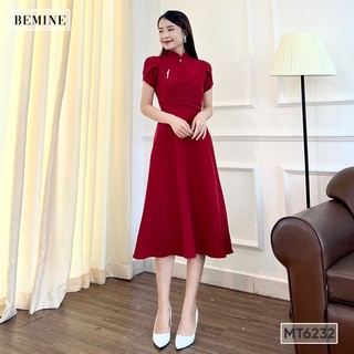 Đầm cổ tàu đính ngọc tay búp sen BEMINE MT6232
