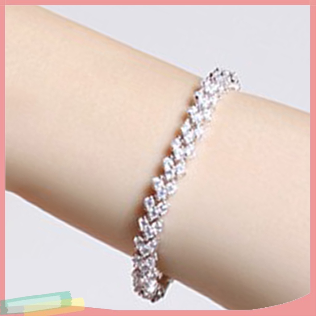 Vòng Tay Nữ Đính Pha Lê Giả Hình Trái Tim Lấp Lánh Dễ Phối Đồ Thời Trang