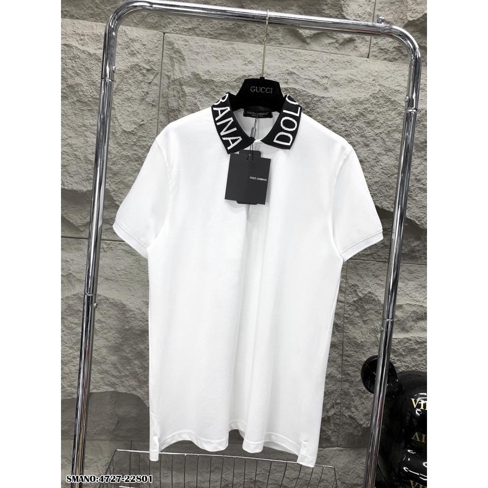 Áo Polo Nam Đen Trắng Viền Cổ Thêu Chữ DG Vải Mềm Mịn - Áo Phông Nam Cổ Bẻ Viền Cổ DG Cao Cấp