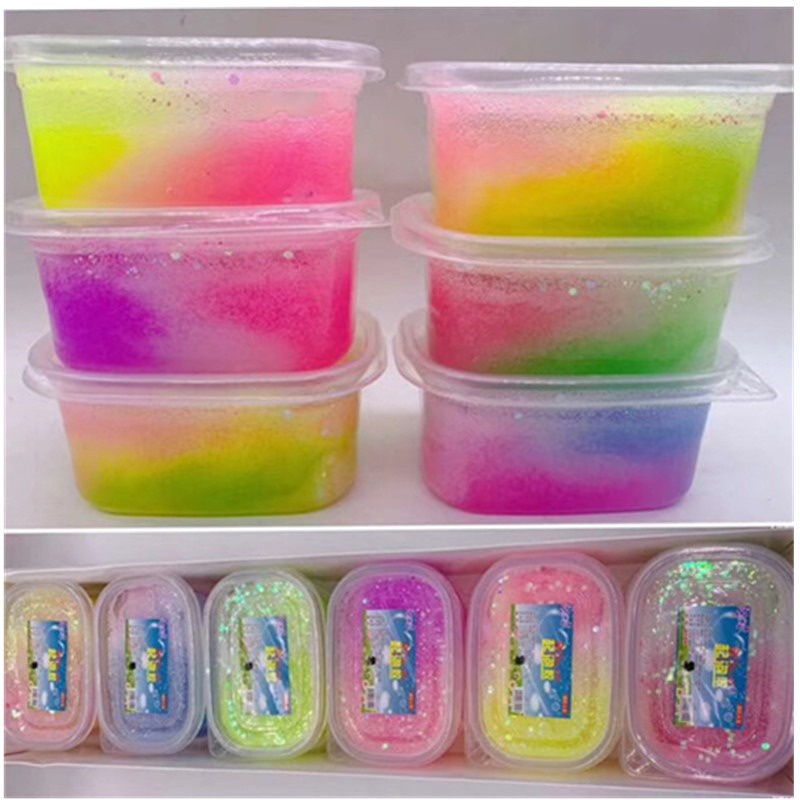 Slime mây cầu vồng galaxy hũ to 300ML kim tuyến giấy Đồ chơi slam chất nhầy ma thuật squishy