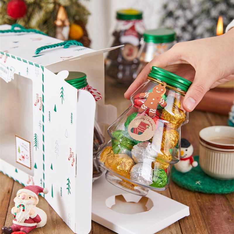 Set 5 Hũ Đựng Kẹo / Sô Cô La Có Tay Cầm Trang Trí Giáng Sinh / Năm Mới