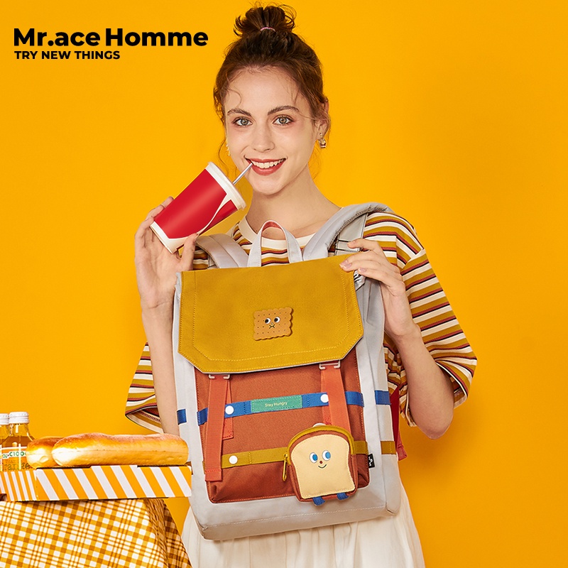 Mr. ace Homme Foodie Series Backpack Ba Lô Đựng Laptop 15.6 inch Sức Chứa Lớn Phong Cách Đại Học Bag