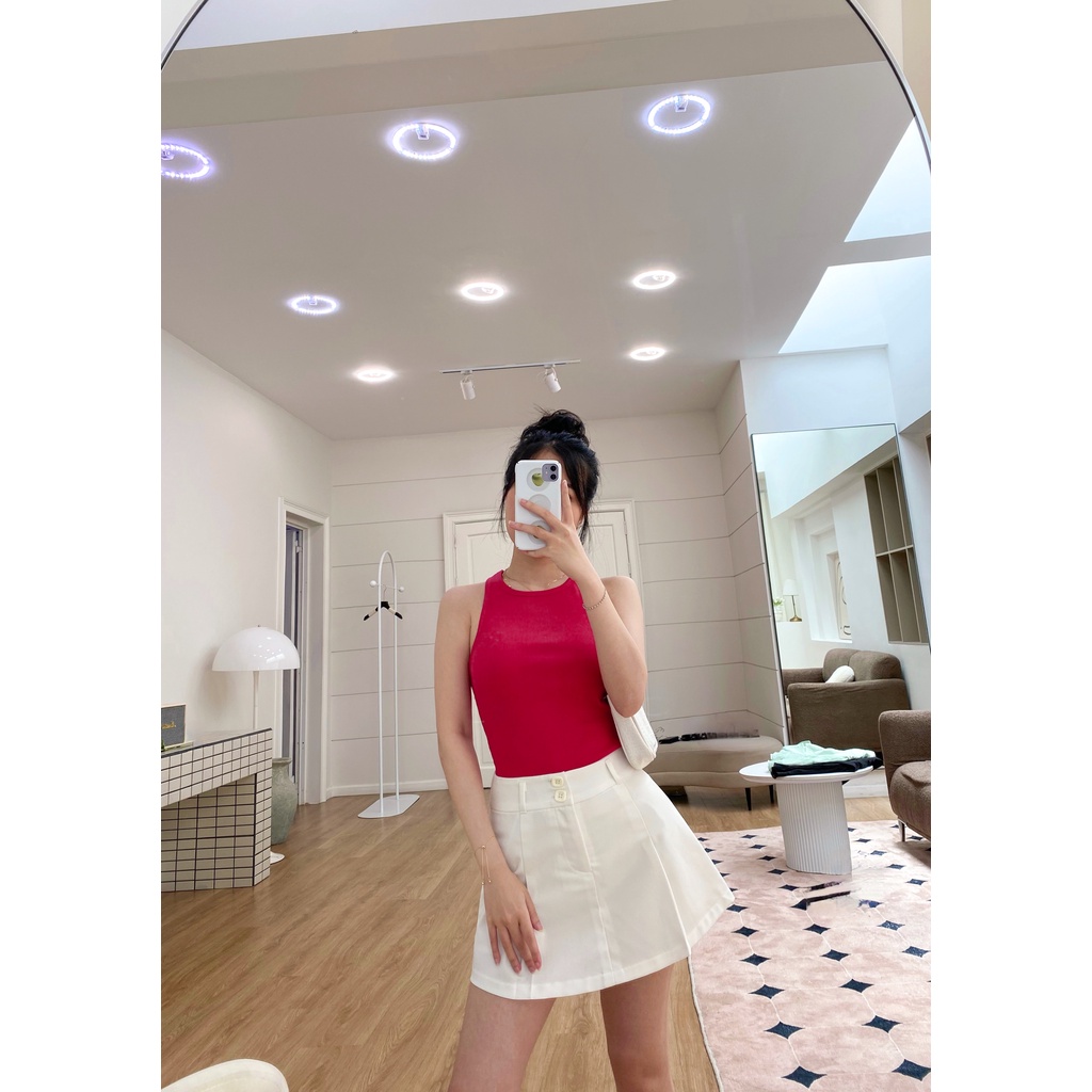 JOLIN | Áo thun gân ba lỗ co giãn dáng dài nhiều màu sắc