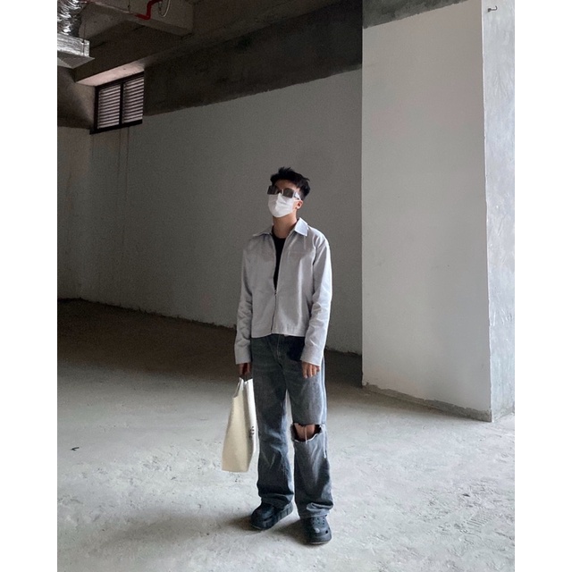 Áo khoác Kaki jacket dáng boxy 4 màu đỏ kem xám đen