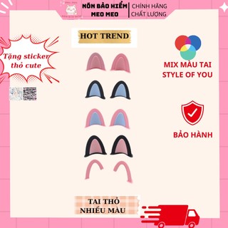 Tai thỏ phụ kiện gắn nón bảo hiểm cute nhiều màu, phụ kiện tai mèo cute chính hãng