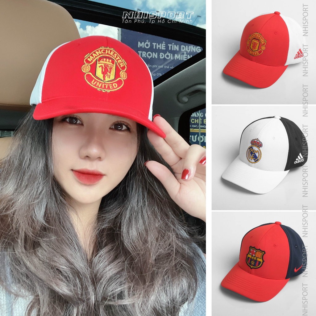 Mũ lưỡi trai thể thao clb bóng đá MU Real Marid Barca Mũ thể thao chất liệu cotton phối lưới mè Form cứng chuẩn hãng