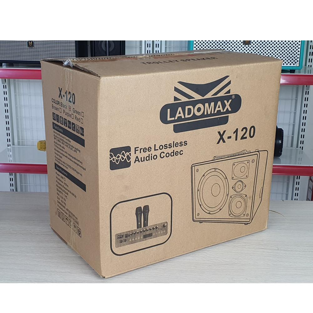 Loa karaoke xách tay Ladomax X-120 thiết kế 4 đường tiếng, chống hú và chống nhiễu, kèm 2 micro không dây