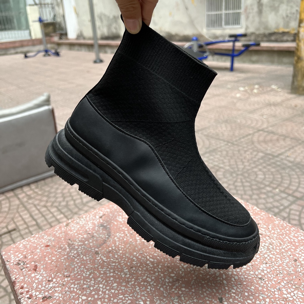 Siêu Phẩm Sneaker phối da vải len tăm co giãn độc quyền Boots & More mã 6816