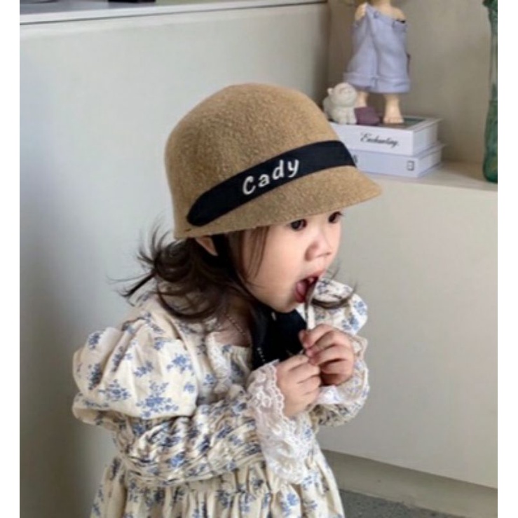 Mũ sợi len lông thỏ thêu tên theo yêu cầu cho bé
