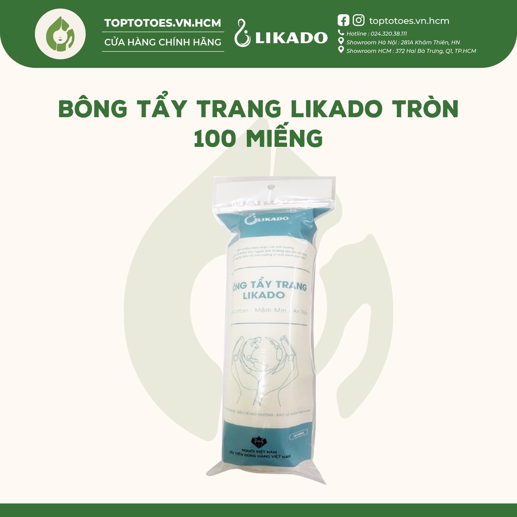Bông tẩy trang/đắp toner Likado mềm mịn, không xơ bông