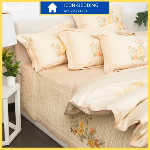 Trọn Bộ Chăn Ga Gối Edena Cotton Đặc Biệt 527, 5 Món Siêu Đẹp, Siêu Bền - Chính Hãng By ICON-BEDDING