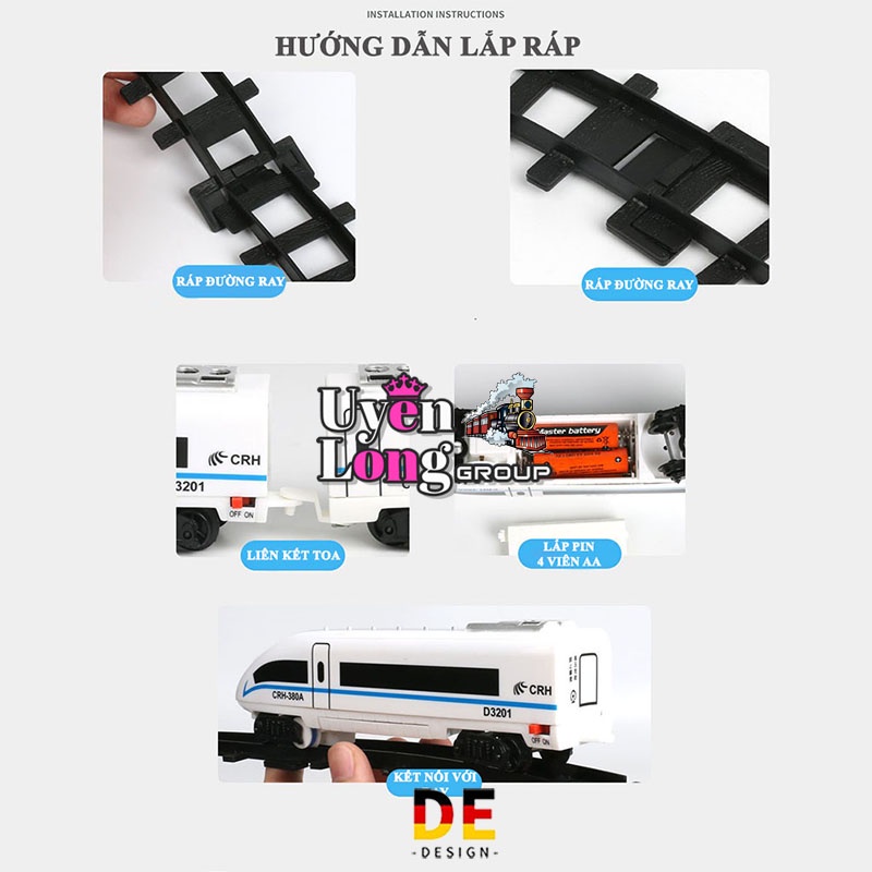 Tàu Cao Tốc Đường Ray 3 Toa Mô Phỏng Theo Tầu Cao Tốc Hàng Đầu Của Nhật Bản, Âm Thanh, Đèn Flash Sống Động