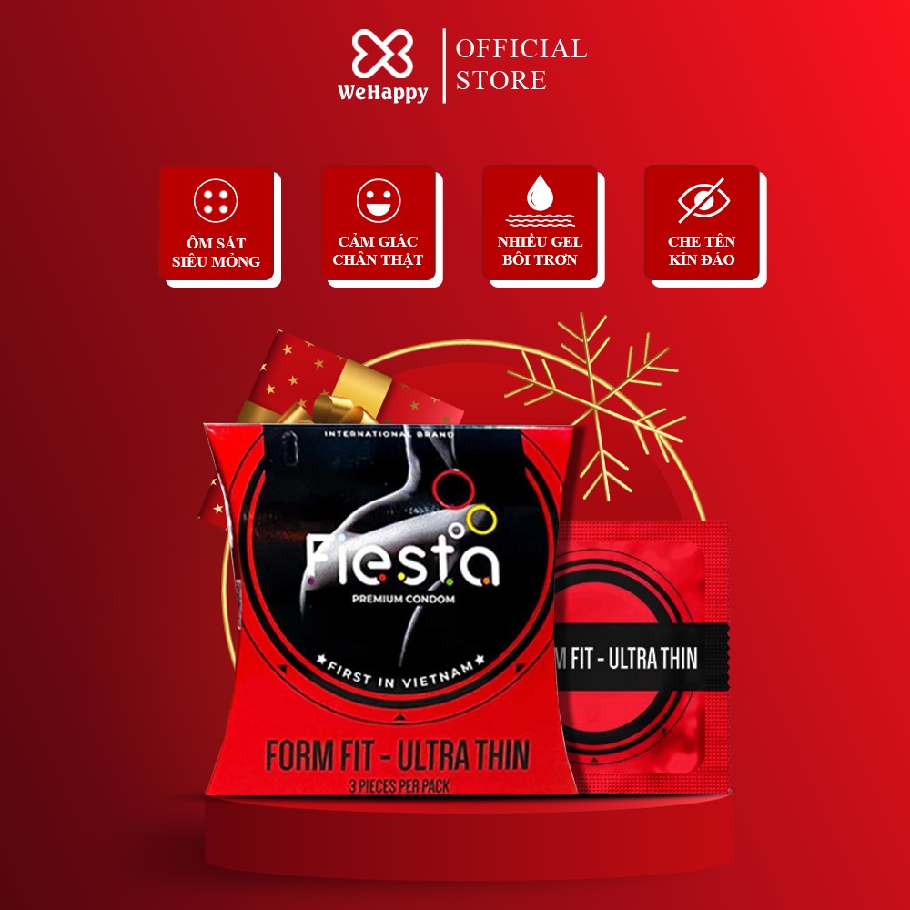 Bao Cao Su Fiesta Form Fit Ultra Thin Ôm Sát Siêu Mỏng Nhiều Gel Bôi Trơn – Hộp 3 Cái- Happy Man